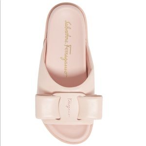 NEW Salvatore Ferragamo Virgil Bow Flat Slide Sandals Nylund Pink (Size 7C/37EU)